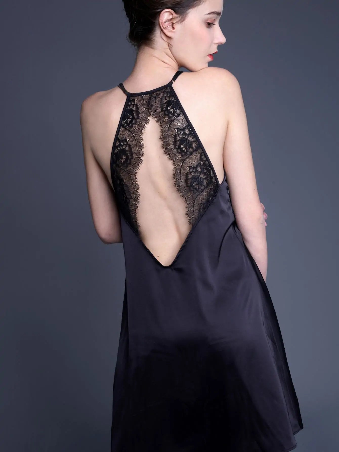 Lace Trim Satin Slip Nightdress